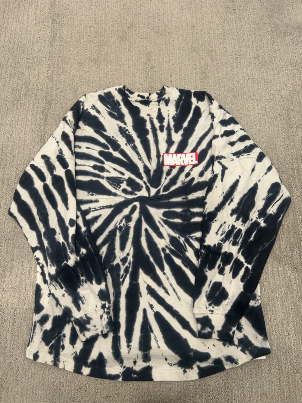 Marvel Black & White Spiral Tie-Dye Long Sleeve Tee